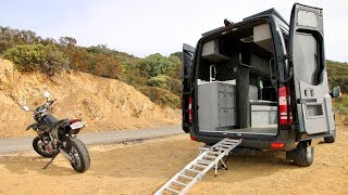 Mercedes Sprinter Van Converted into Camper with Motorcycle Inside [upl. by Mcmaster]