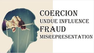 Coercion Undue Influence Fraud Misrepresentation  Indian Contract Act 1872  Law Guru [upl. by Isdnil]