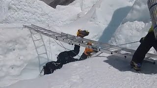 Everest Crevasse Fall amp Emergency Rescue [upl. by Ailb]