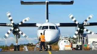 Widerøe Dash8300 startup at Stord airport 2016 [upl. by Robins]