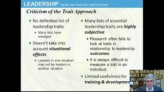 Trait Approach Chap 2 Leadership by Northouse 8th ed [upl. by Aryaz58]