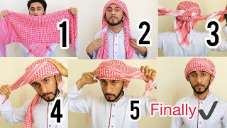 How to wear Dubai style Headscarf  SHEMAGH GHOTRA  Full Tutorial  Majidshah 2020 [upl. by Animar855]