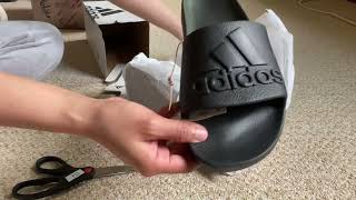 Adidas Adilette aqua slides UNBOXING [upl. by Eelrehpotsirhc214]