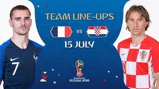 LINEUPS – FRANCE v CROATIA  2018 FIFA World Cup™ FINAL [upl. by Melessa609]