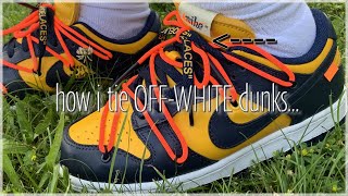 how i tie my OFFWHITE x Dunk Low University Gold  on foot  pics  beautifu1sole [upl. by Raymund963]