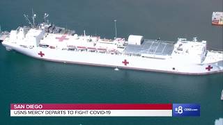 USNS Mercy departs from Naval Station San Diego [upl. by Balthasar]