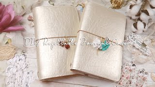 DIY Step by Step Make a Refillable Faux Leather Journal Notebook Cover The Gingerbread Prints ASMR [upl. by Kirsti]