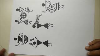 Warli Tutorial 10  Musical Instruments  Warli Painting with Little Learners Corner [upl. by Shayna756]