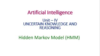 Hidden Markov Model HMM  in Artificial Intelligence  UnitIV [upl. by Einhapets]