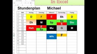 Stundenplan Vorlage in Excel bearbeiten [upl. by Leckie]