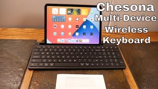 Chesona 5 Device Wireless Backlit Keyboard with Table Stand [upl. by Janis]