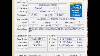 Intel Celeron Processor N3050  Specs CPUZ [upl. by Duwad]