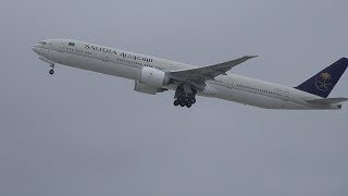 Saudi Arabian Boeing 777300ER HZAK37 takeoff from Los Angeles LAXKLAX [upl. by Pappas]