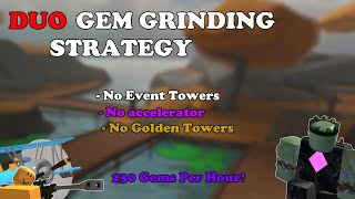 DUO GEM GRINDING STRATEGY GET TO WAVE 41 EASILY  Tower Defense Simulator [upl. by Anirroc]