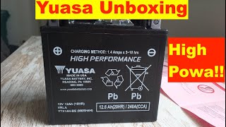 Yuasa Motorcycle Battery Unboxing YTX14HBS High Performance [upl. by Rufena713]