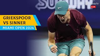 MIAMI OPEN 2024  Tallon Griekspoor vs Jannik Sinner  TENNIS ATP 🔴 [upl. by Matti]