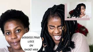 How To Goddess Faux Locs using Brazilian Wool on Short Hair  Rubber Band Method  Miriam Maulana [upl. by Joappa974]