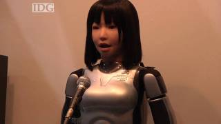 CEATEC The HRP4C robot sings a song with Yamahas Vocaloid [upl. by Ydieh]