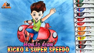 HOW TO DRAW KICKO AND SUPER SPEEDO CAR STEP BY STEP CARTOON ANIMATION DRAWING FOR KIDS [upl. by Rosemary]