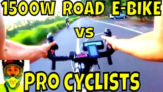 Pro cyclists vs 1500w road ebike • Top Speed test on flat • DIY electric bike Bafang BBSHD motor [upl. by Three]