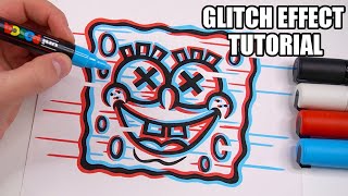 How To Draw The GLITCH EFFECT Tutorial [upl. by Lenrow]