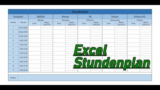 STUNDENPLAN ZUM AUSDRUCKEN  Excel Tutorial für Anfänger [upl. by Nifares]