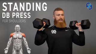 How to Standing DB Shoulder Press for Physique Development [upl. by Montgomery]