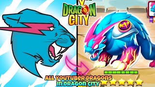 ALL YOUTUBER DRAGONS IN DRAGON CITY PART 1 [upl. by Ayot]