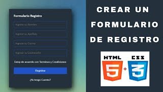 Crear un Formulario de Registro con HTML y CSS  Desarrollo Web [upl. by Figone854]