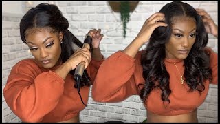 BOMBSHELL FLAT IRON CURLS TUTORIAL  A FEW STYLES [upl. by Atimed605]