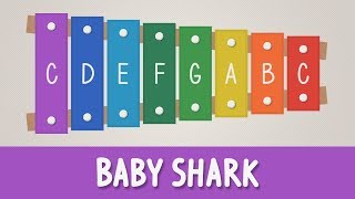 How to play Baby Shark on a Xylophone  Easy Songs  Tutorial [upl. by Fisuoy75]