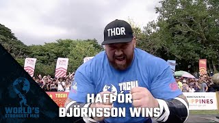 2018 Worlds Strongest Man  HAFTHOR WINS THE TITLE [upl. by Anirahtak]