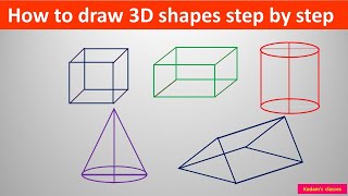 Draw 3D shapes step by step [upl. by Yellehs]