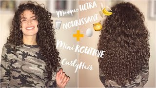 MASQUE MAISON CHEVEUX TRÈS SEC🍯🍌  MINI ROUTINE CURLY HAIR [upl. by Alaekim]