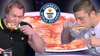 Fastest Time To Eat Pizza 🍕  Guinness World Records [upl. by Somar445]