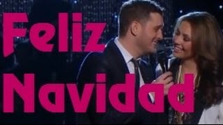 Michael Bublé amp Thalía  Feliz Navidad lyrics [upl. by Nolasba548]