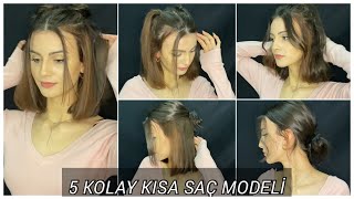 5 BİRBİRİNDEN KOLAY KISA SAÇ MODELİ 💇‍♀️ DÜZLEŞTİRİCİ İLE MAŞA YAPMAK✨ [upl. by Koetke]