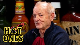 Bill Murray Doesn’t Flinch While Eating Spicy Wings  Hot Ones [upl. by Alley498]