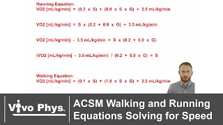 ACSM Walking and Running Equations Solving for Speed [upl. by Aziaf]