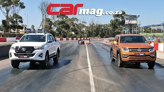 DRAG RACE Volkswagen Amarok 30 V6 TDI vs DTETuned Toyota Hilux 28 GD6 [upl. by Wolfson]