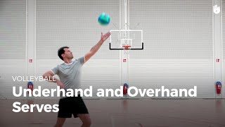 Underhand and overhand serves  Volleyball [upl. by Enyad]