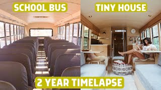 Family Transforms Rare School Bus into STUNNING Tiny House 2 Year Timelapse [upl. by Urbano]