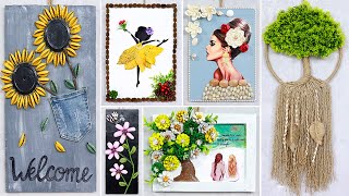 10 super easy Wall Hanging Craft Ideas with different Waste Material [upl. by Bernadina]