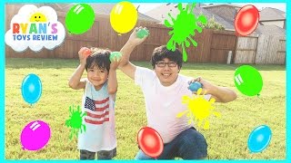 COLOR WATER BALLOONS FIGHT  Outdoors Activities for Kids [upl. by Barret110]