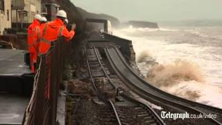 Dawlish as sea wall collapses [upl. by Yentiw678]