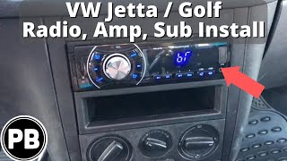 1999  2004 VW Jetta  Golf  GLI  GTI Radio Amp and Sub Install [upl. by Ahsilac]