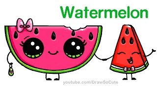 How to Draw Watermelon Easy  Cartoon Food [upl. by Reece]