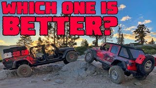 JEEP GLADIATOR vs WRANGLER RUBICON On The Rubicon Trail California [upl. by Kcirdaed]