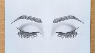 How to draw Closed Eyes for beginners step by step [upl. by Mccreary]