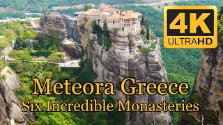 Meteora Greece Six Incredible Monasteries 70 min in 4K [upl. by Gnouv]